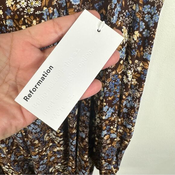 NEW Reformation Size M The Blake Puff Long Sleeves Square Neck Mini Shift Dress - Picture 5 of 10